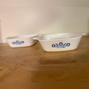 Vintage White Dishes with Blue Floral Design